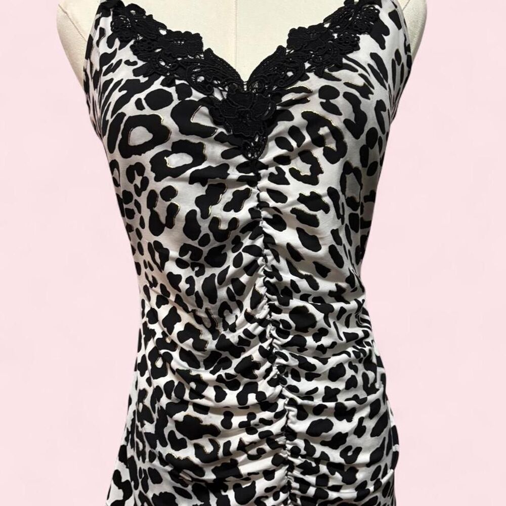 Y2K Cache Leopard Lace Ruched Cami Top